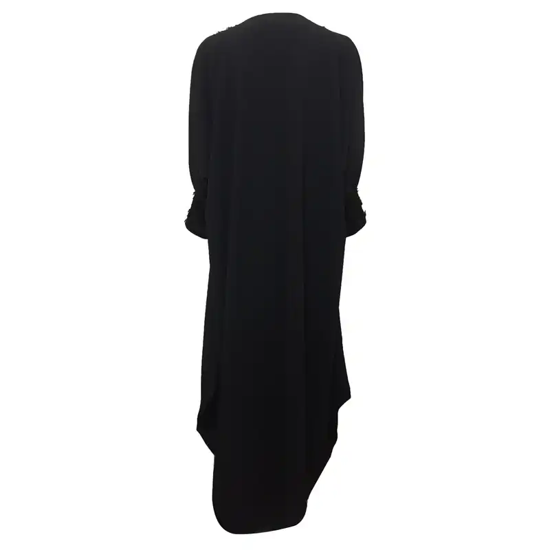 مانتو زنانه مدل عبایی نوارطلایی کد tm-2725 رنگ مشکی