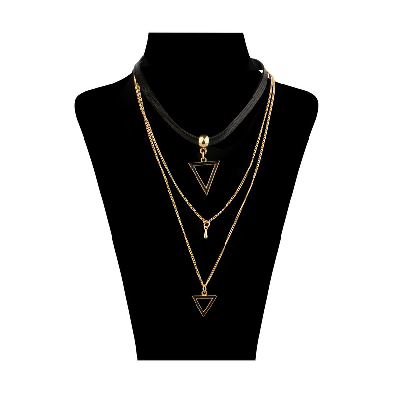  گردنبند زنانه مدل سه رج طرح مثلث کد Mhr-15