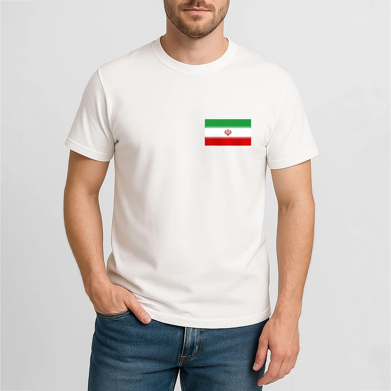 تی‌شرت آستین کوتاه مردانه مدل پرچم ایران کد 03