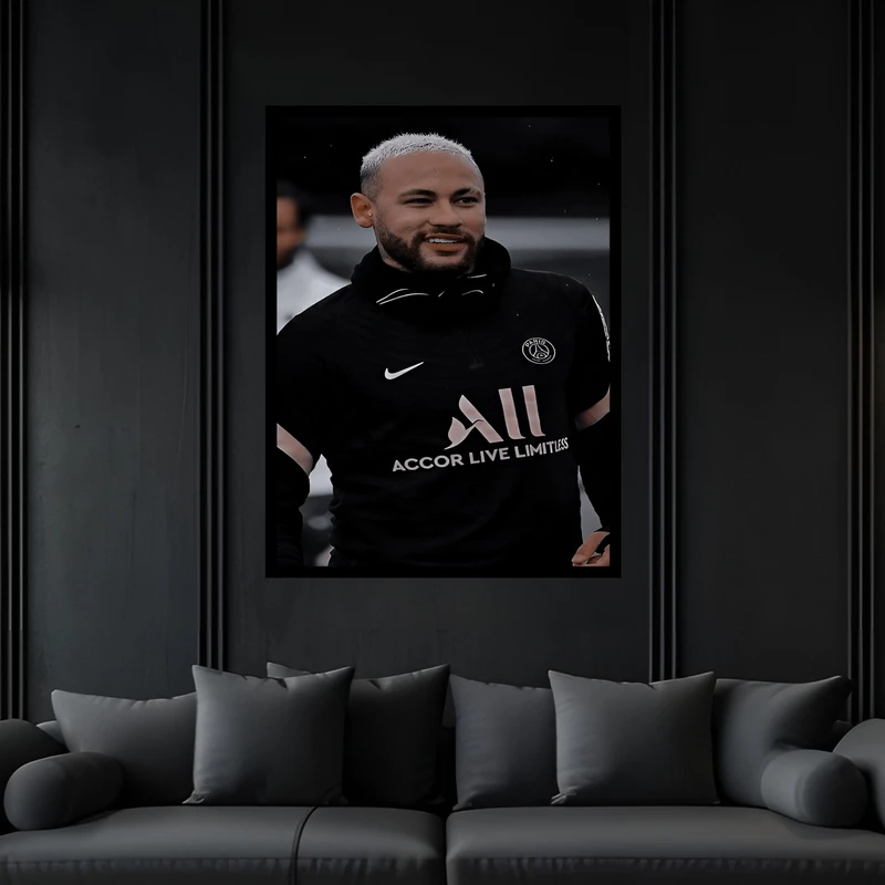 تابلو بکلیت طرح ورزشی بازیکن فوتبال نیمار مدل B-bu7058 فریم مشکی