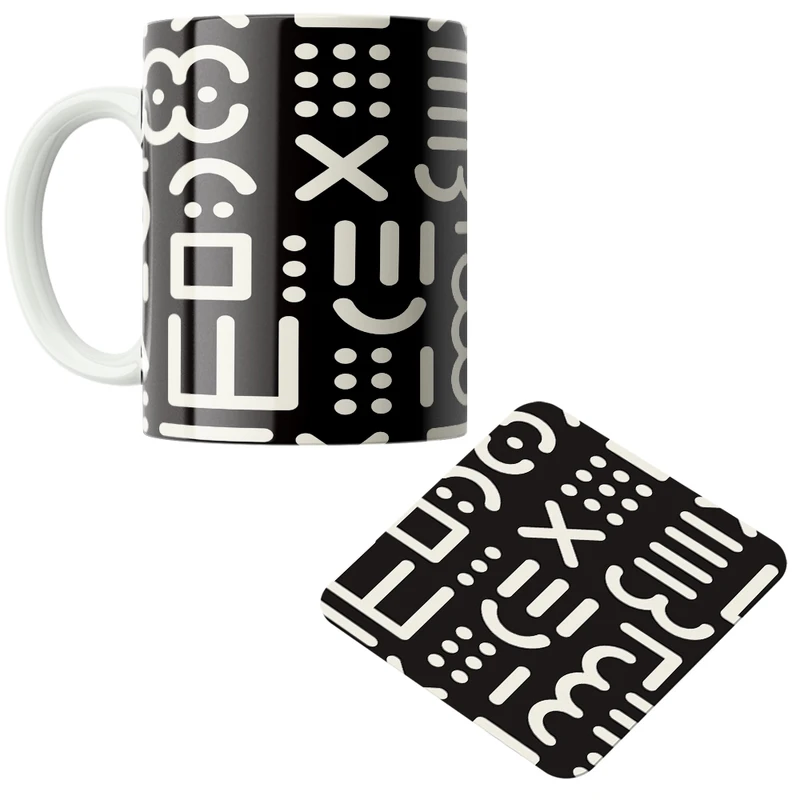 ماگ پاد آفرین مدل اشکال و خطوط کد DKC558 به همراه زیر لیوانی