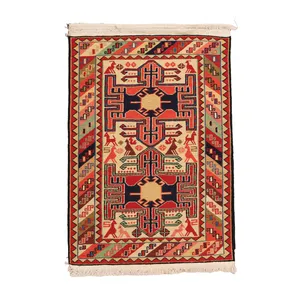 گلیم دستبافت یک متری مدل ورنی  کد 4040496 زمینه کرم