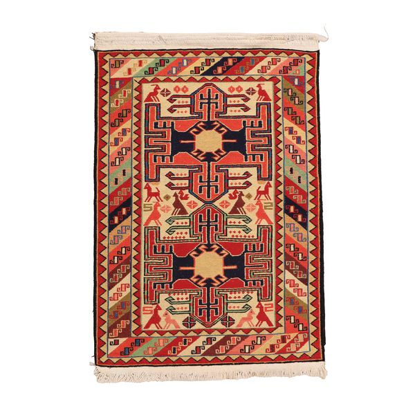 گلیم دستبافت یک متری مدل ورنی  کد 4040496 زمینه کرم