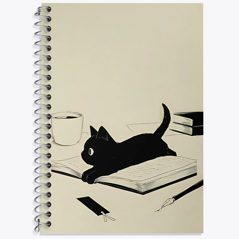 دفتر زبان 50 برگ خندالو مدل دو خط طرح گربه (Cat) کد N2983