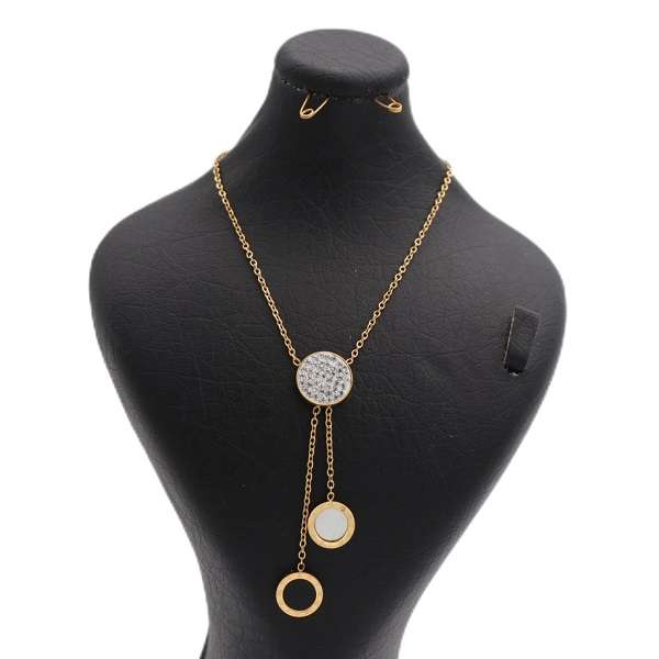 گردنبند دخترانه مدل گرد نگینی آویز دار کد 1120