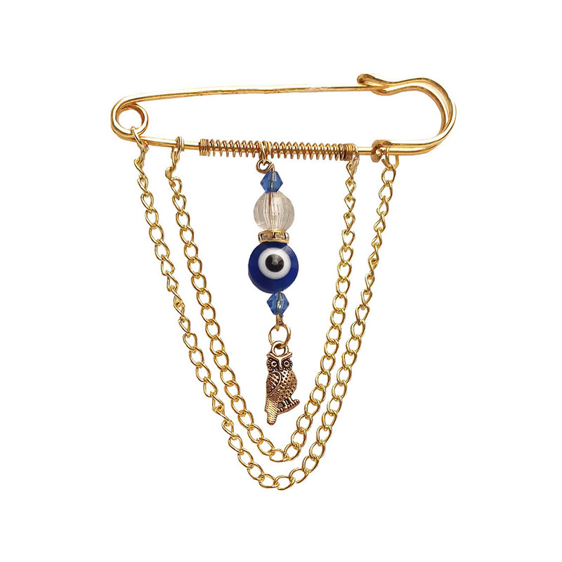 سنجاق سینه زنانه مدل چشم نظر کد db.w.b به همراه گیره روسری