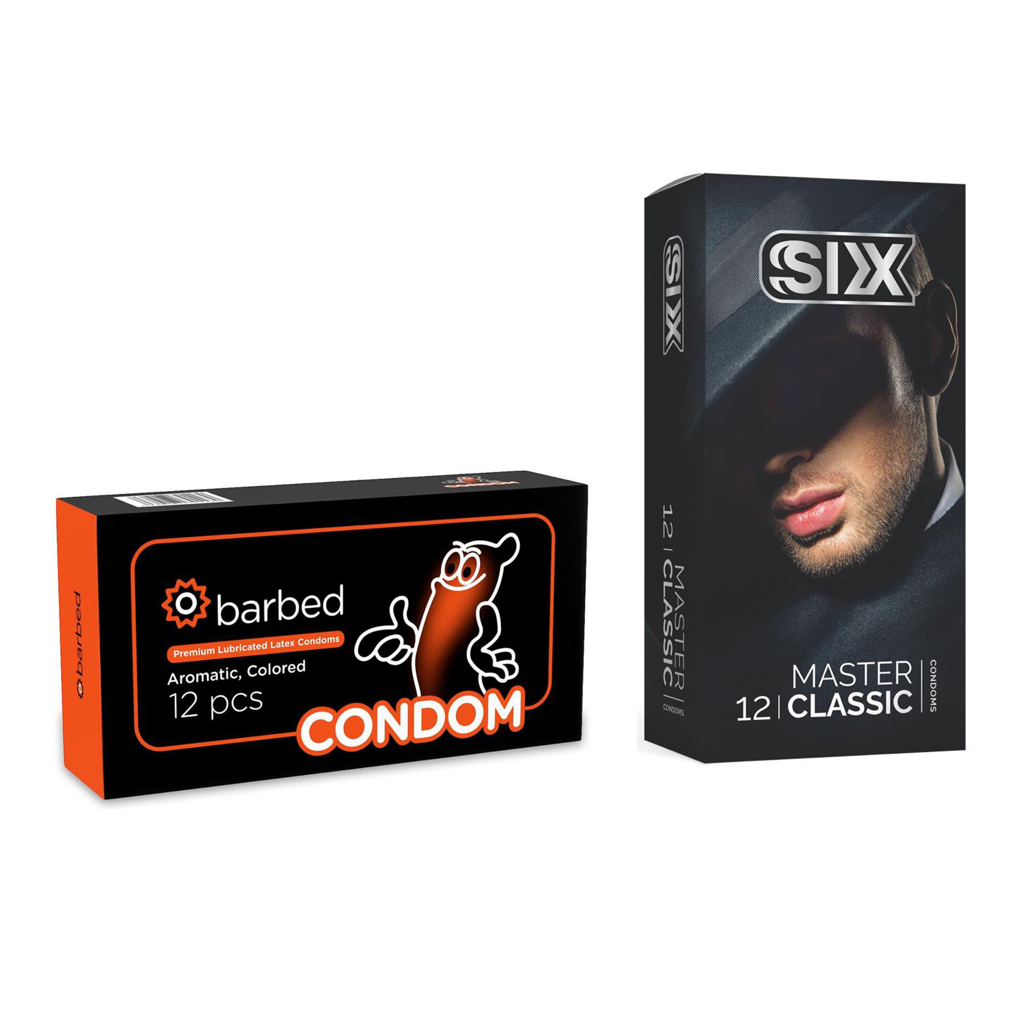 کاندوم سیکس مدل Master Classic بسته 12 عددی به همراه کاندوم کاندوم مدل Barbed بسته 12 عددی
