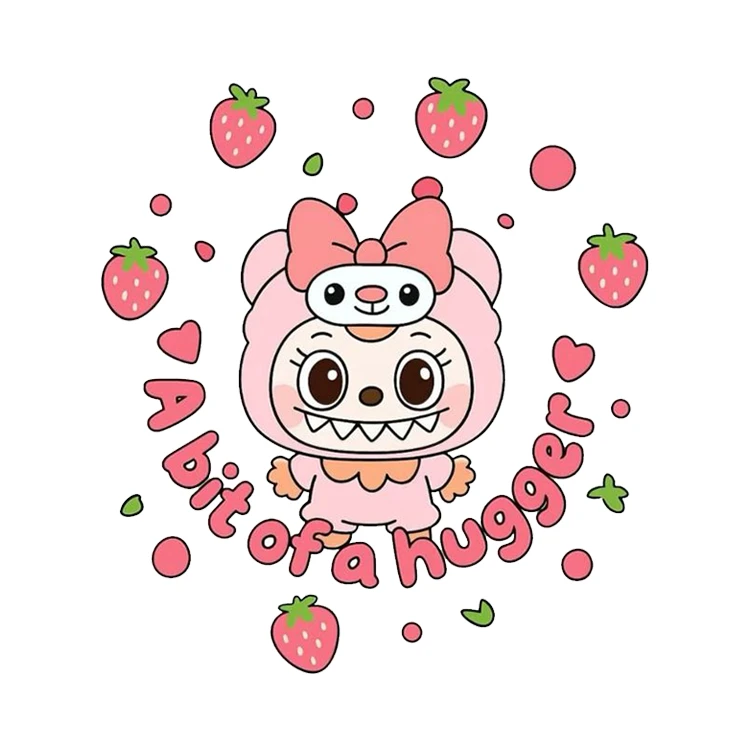 استیکر پارچه و لباس پاد آفرین مدل لبوبو صورتی کد 1034