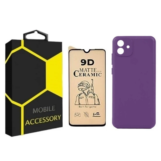 کاور مدل Silicone مناسب برای گوشی موبایل سامسونگ Galaxy A04e به همراه محافظ صفحه نمایش