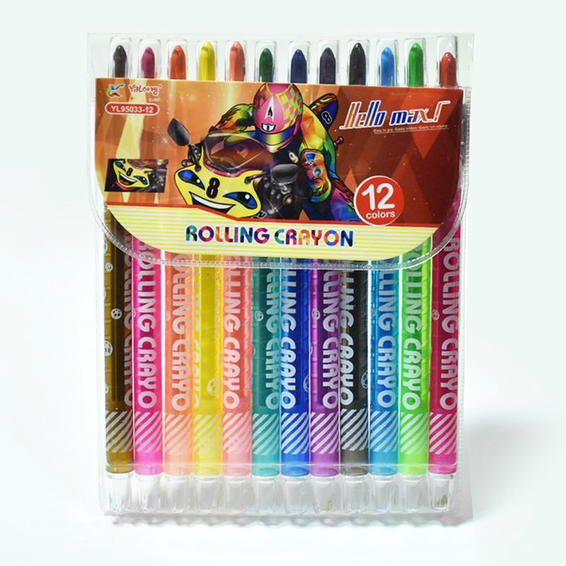 مداد شمعی 12 رنگ یالونگ مدل Rolling Crayon