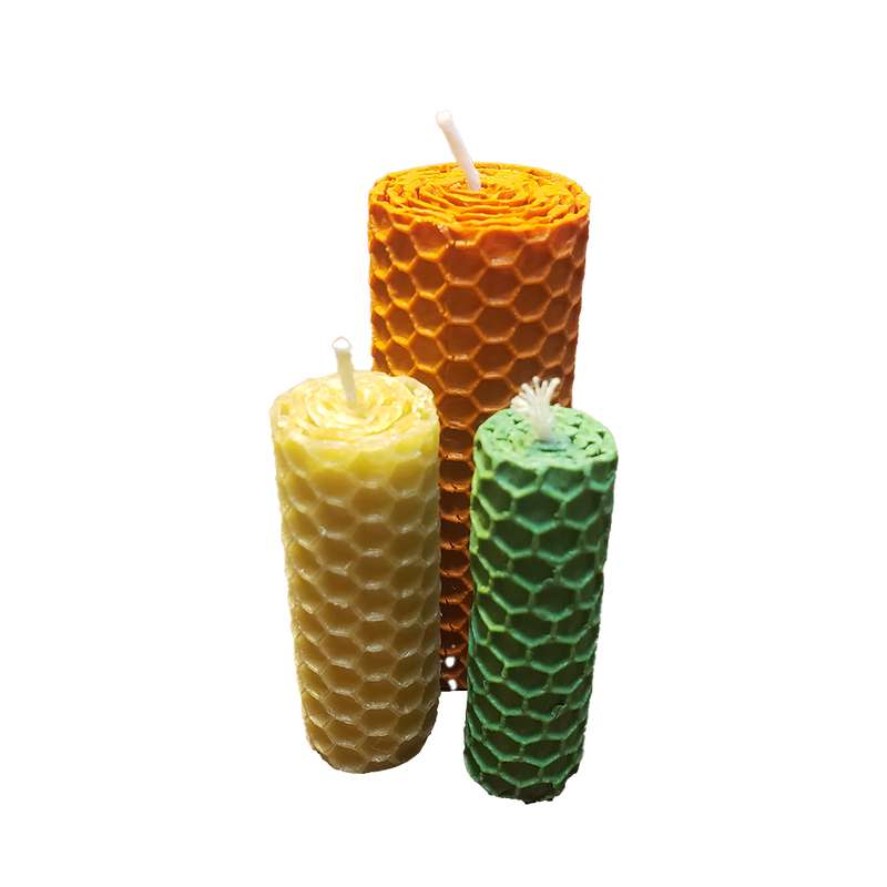 شمع دست ساز مدل عسلی بسته 3 عددی