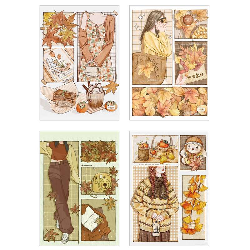 پوستر مدل دختران پاییزی مجموعه 4 عددی