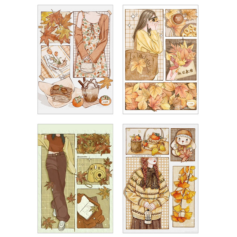 پوستر مدل دختران پاییزی مجموعه 4 عددی