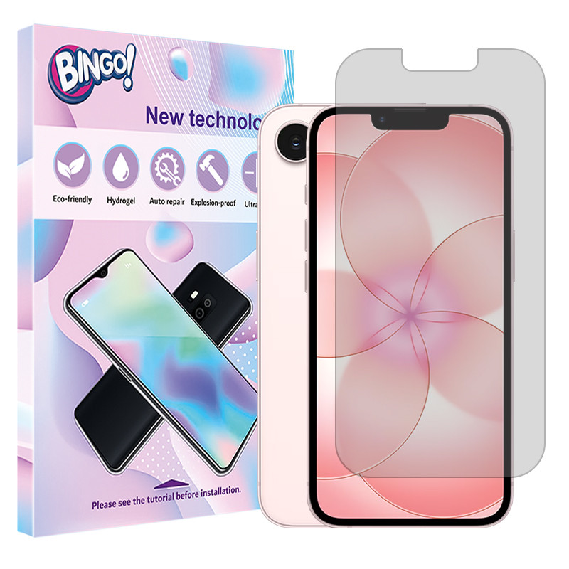 محافظ صفحه نمایش شفاف بینگو مدل هیدروژلی مناسب برای گوشی موبایل اپل iPhone 17e
