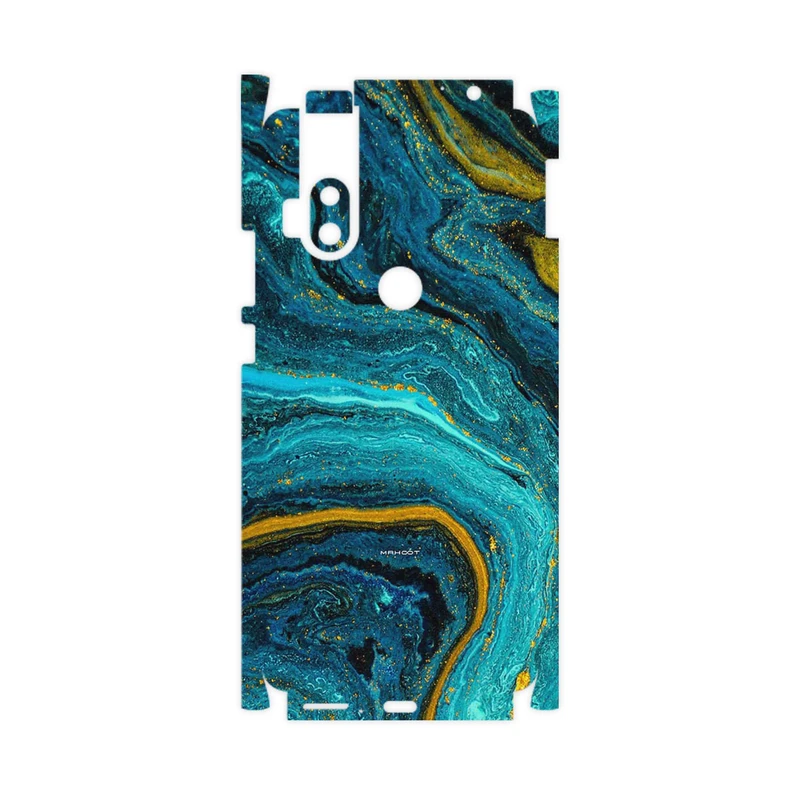 برچسب پوششی ماهوت مدل Turquoise marblewith golden streaks-FullSkin مناسب برای گوشی موبایل موتورولا One Hyper