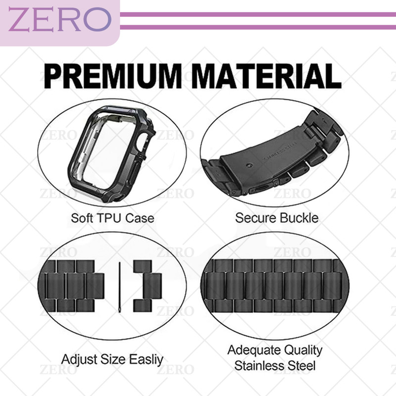 بند زیرو مدل 3Bid-Cover-ZR مناسب برای اپل واچ Series SE 2022 Aluminum Case 44mm / SE 2021 Aluminum Case 44mm / Series 5 44mm / Series 6 44mm / SE 44mm به همراه کاور