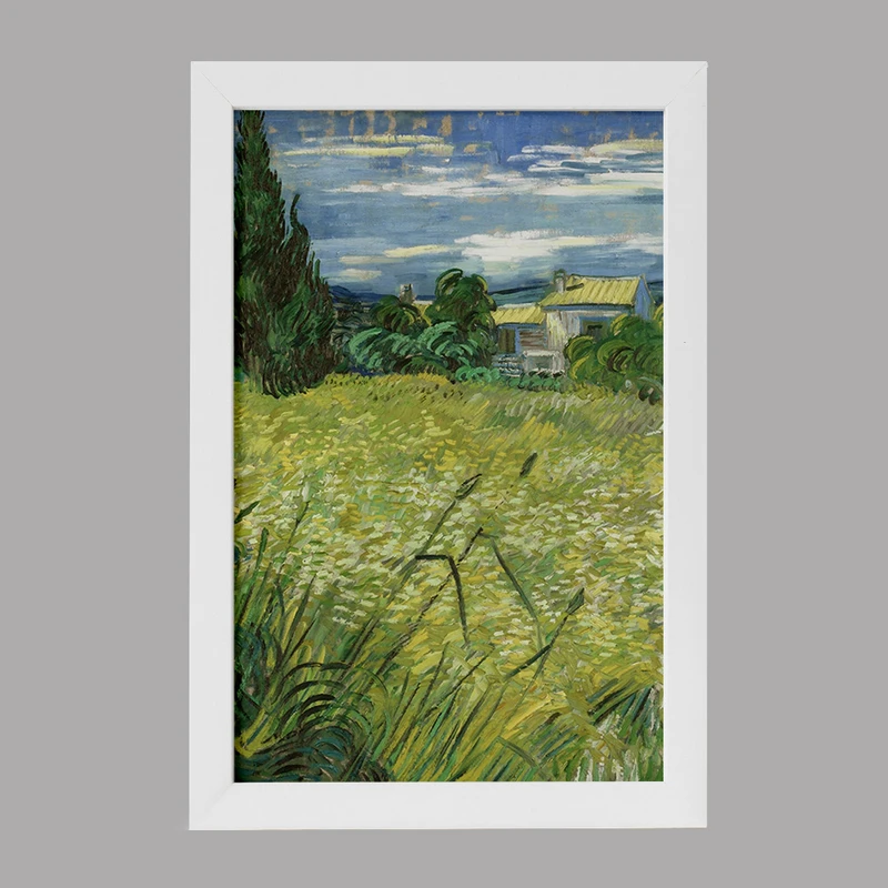 تابلو خندالو مدل گندم زار سبز با سرو ونسان ونگوگ (Van Gogh) کد 36797