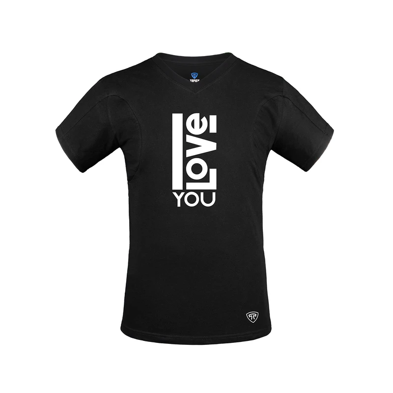 تی شرت آستین کوتاه مردانه تاپیک مدل  نانو آنتی باکتریال ضدتعریق یقه هفت طرح LOVE