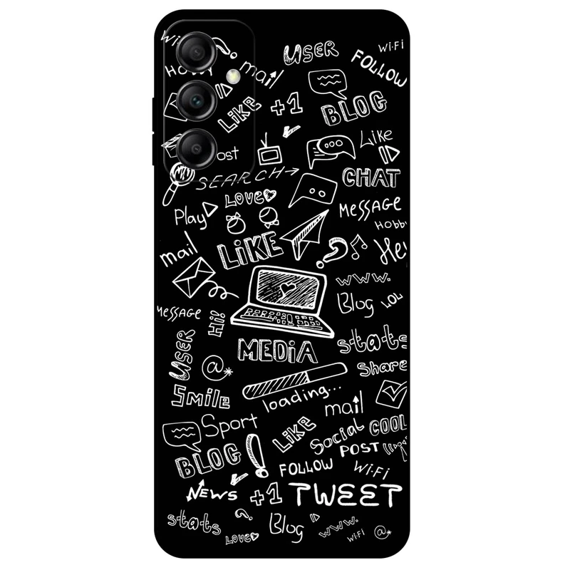 کاور مگافون طرح رسانه های اجتماعی مدل 1898 مناسب برای گوشی موبایل سامسونگ Galaxy A14         