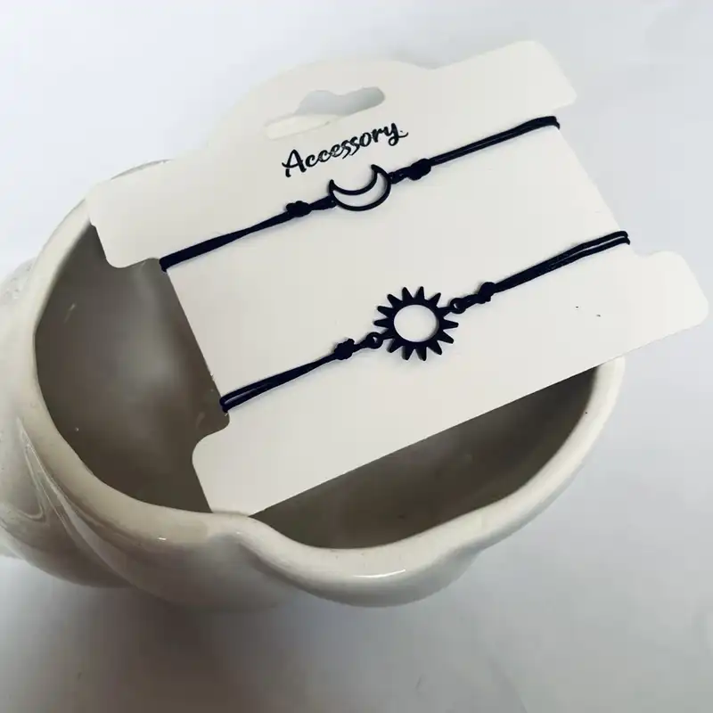 دستبند مدل دوستی ماه و خورشید بسته 2 عددی