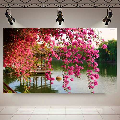 پوستر مدل طبیعت رودخانه و گل های کاغذی کد AR12760