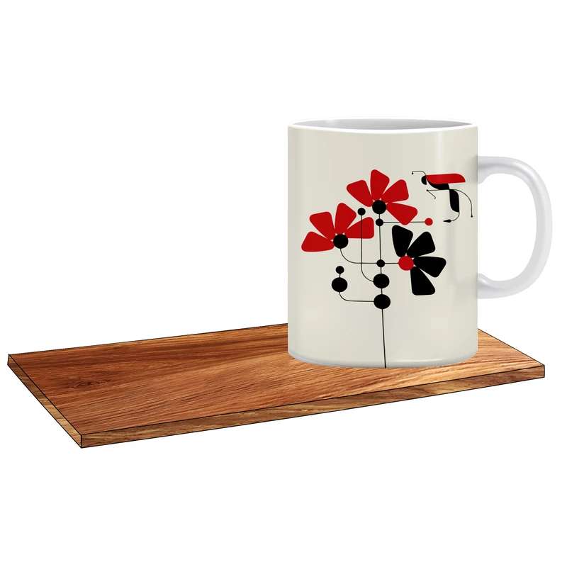 ماگ ال ایکس پی طرح انتزاعی گل کد 242 به همراه زیر لیوانی