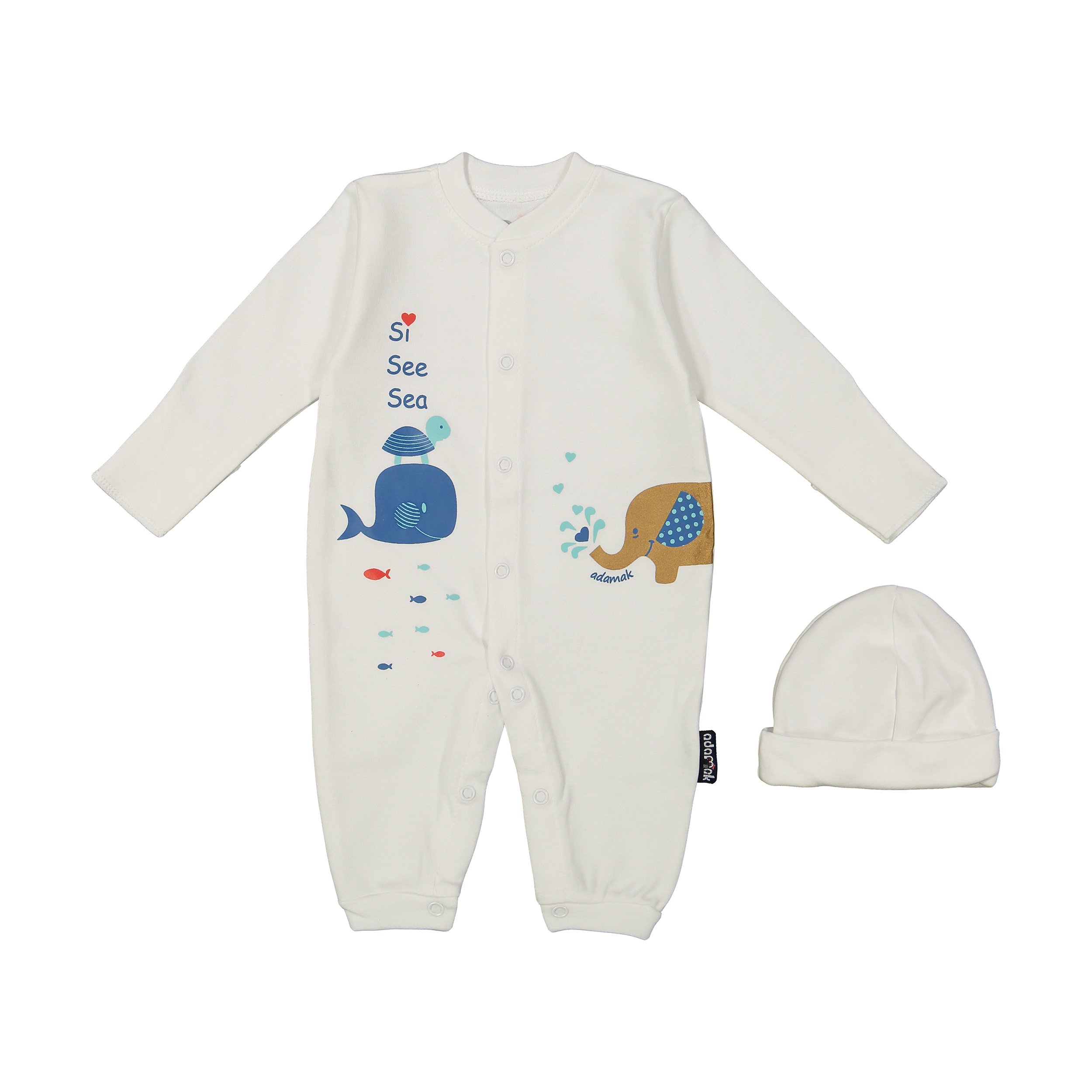 ست سرهمی و کلاه نوزادی آدمک مدل 2171142-01