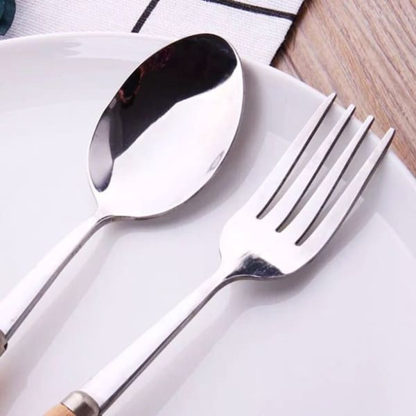سرویس قاشق و چنگال 12 پارچه مدل چوب و استیل