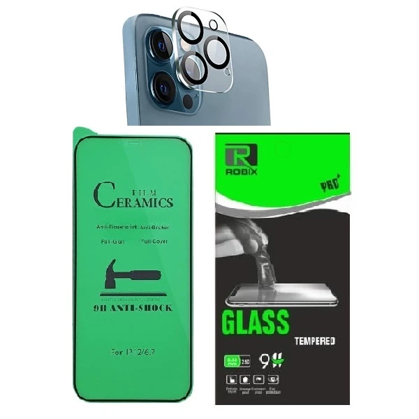 محافظ صفحه نمایش روبیکس مدل CR-IP12x مناسب برای گوشی موبایل اپل iphone 12Promax به همراه محافظ لنز دوربین