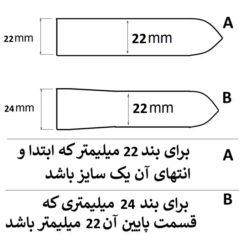 پل بند ساعت مچی مدل چرمی 24mm بسته دو عددی