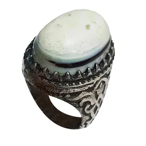 انگشتر نقره مردانه مدل عقیق سه پوست سلیمانی کد A3S6