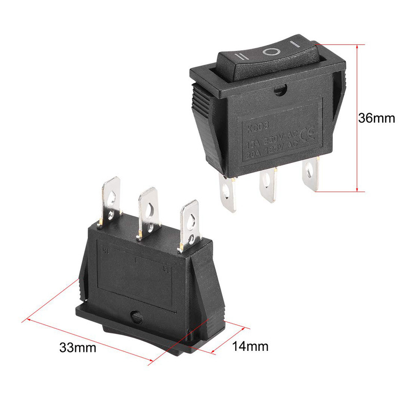کلید راکر مدل 3 وضعیتی کد KCD3 بسته 2 عددی