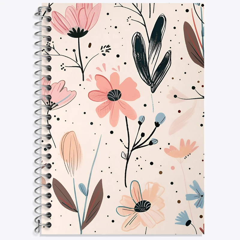 دفتر زبان 50 برگ خندالو مدل سه خط طرح گل گلی کد N4577