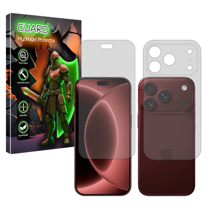 محافظ صفحه نمایش شفاف گارد مدل هیدروژلی مناسب برای گوشی موبایل اپل iPhone 18 Pro به همراه محافظ پشت گوشی