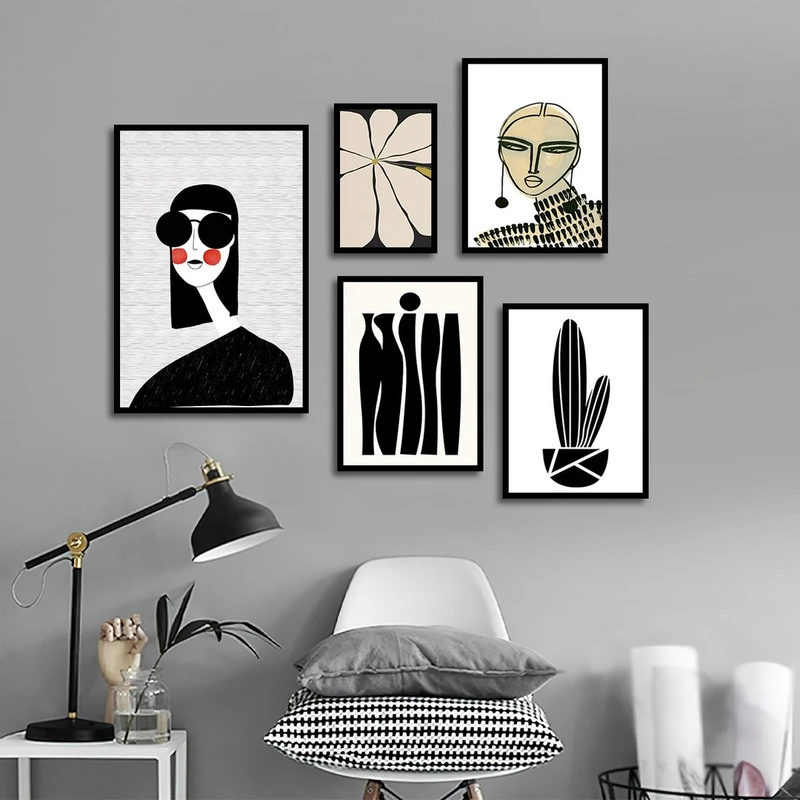 تابلو بکلیت طرح نقاشی مدرن مدل شاین اکلیلی B-1407 مجموعه 5 عددی