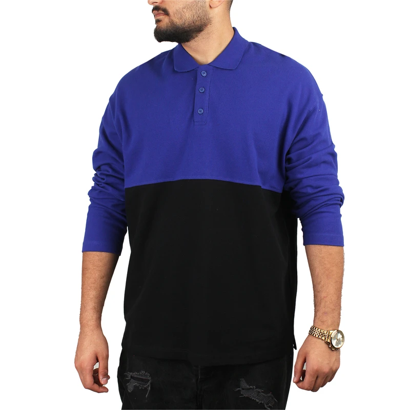 پولوشرت آستین بلند یقه برگردان مردانه مدل ABIBLCK