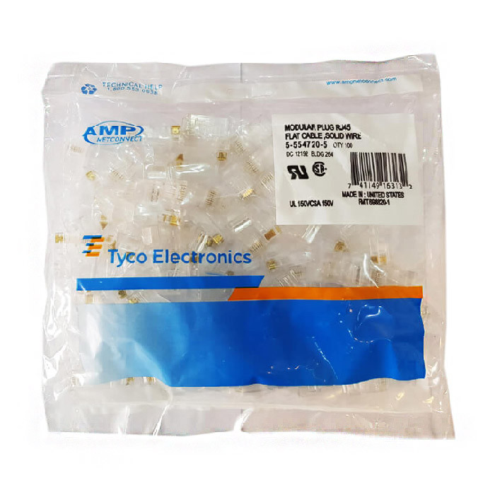 کانکتور CAT6 ای ام پی مدل AMP-110 بسته 100 عددی 2