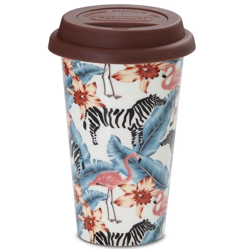 ماگ سفری دلونگی مدل Zebras and Flamingos گنجایش 0.3 لیتر