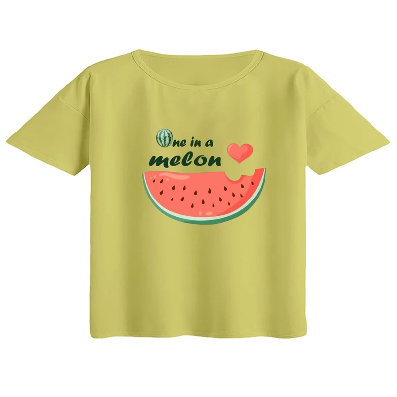 کراپ تی‌شرت آستین کوتاه زنانه مدل هندوانه یلدایی کد 26