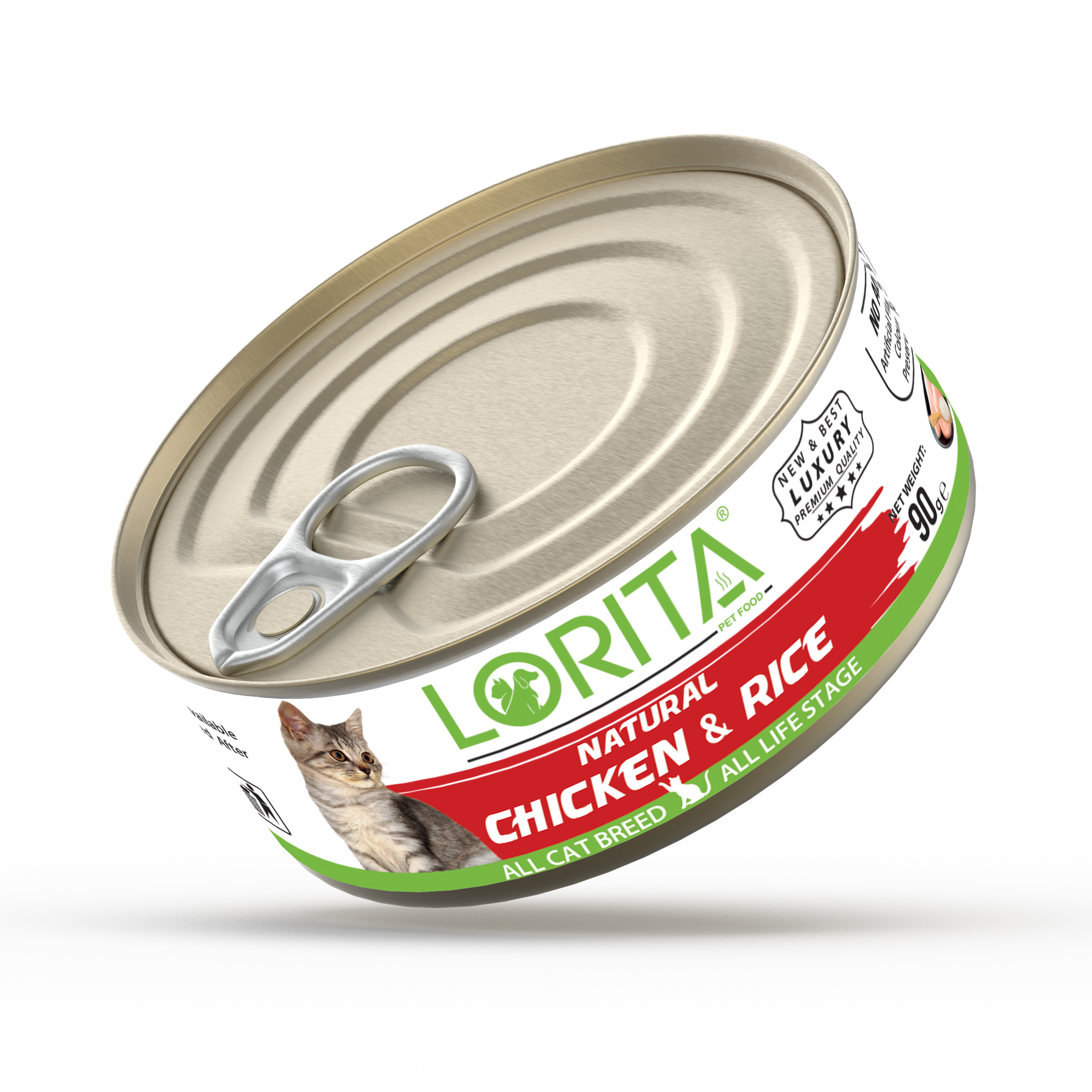 کنسرو غذای گربه لوریتا مدل NATURAL CHICKEN & RICE وزن  90 گرم مجموعه 4 عددی