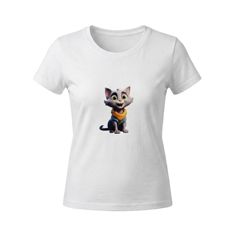 تی‌شرت آستین کوتاه زنانه مدل گربه کد A121