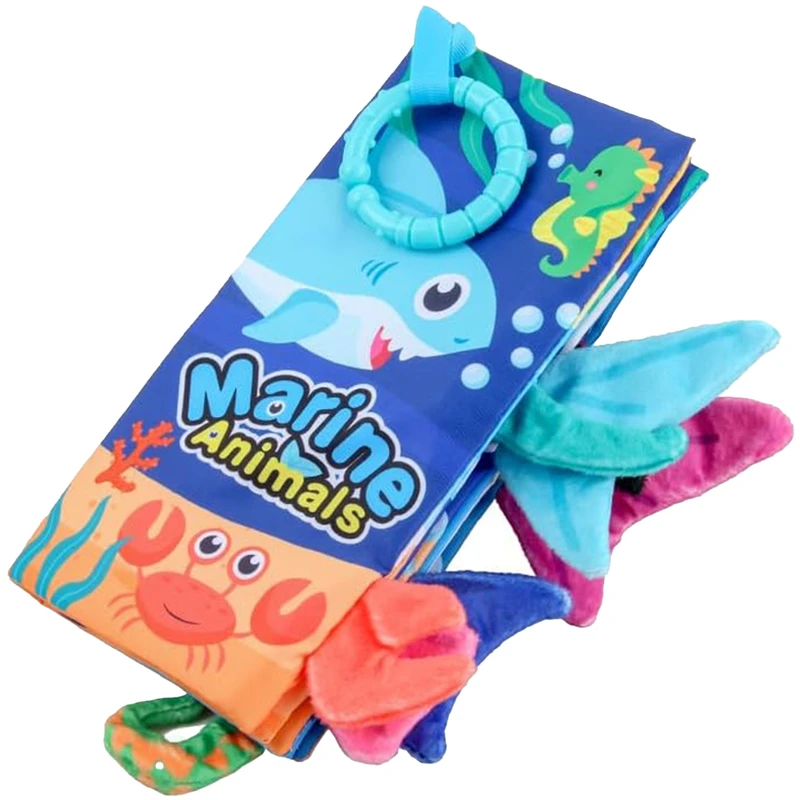 بازی آموزشی سمید مدل کتاب پارچه ای دست ورزی دم دار طرح آبزیان دریا