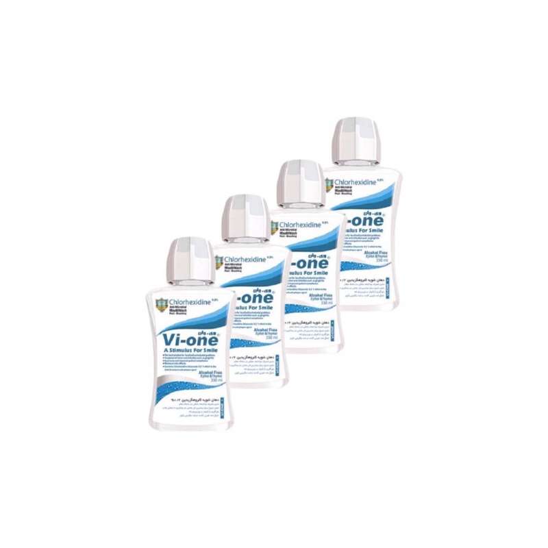 دهان شویه وی وان مدل Chlorhexidine حجم 330 میلی لیتر مجموعه 4 عددی دهان شویه وی وان مدل Chlorhexidine حجم 330 میلی لیتر مجموعه 4 عددی