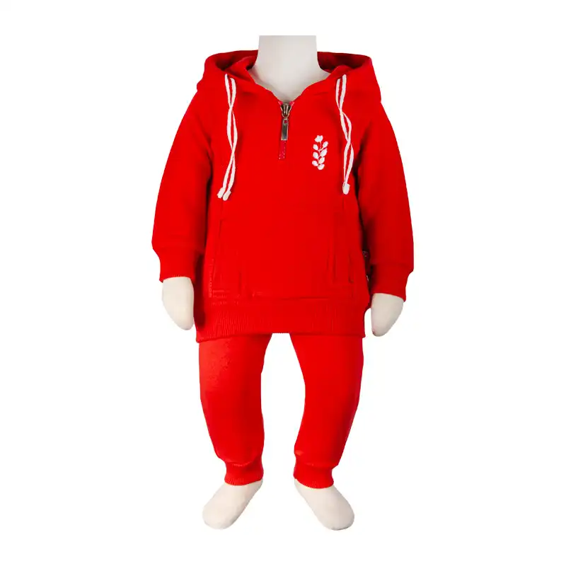 ست هودی و شلوار نوزادی آدمک مدل  گندم کد 110036 رنگ قرمز