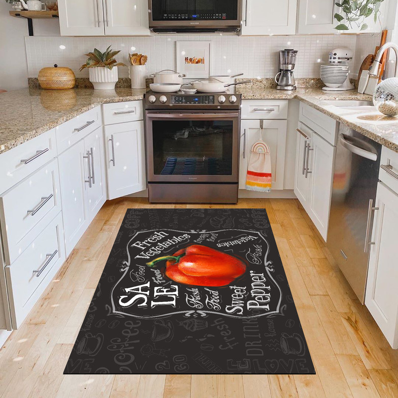 فرش پارچه ای مدل آشپزخانه طرح فانتزی فلفل کد 6018