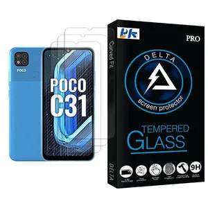 PK Delta Glass MIX003 Screen Protector For Xiaomi Poco C31 Pack Of 3