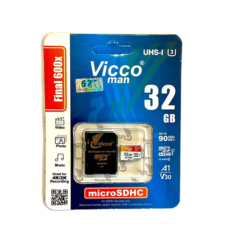 کارت حافظه microSDHC ویکومن مدل A1 V30 600X کلاس 10 استاندارد UHS-I U3 سرعت 90MBps ظرفیت 32 گیگابایت به همراه آداپتور SD عکس شماره 1