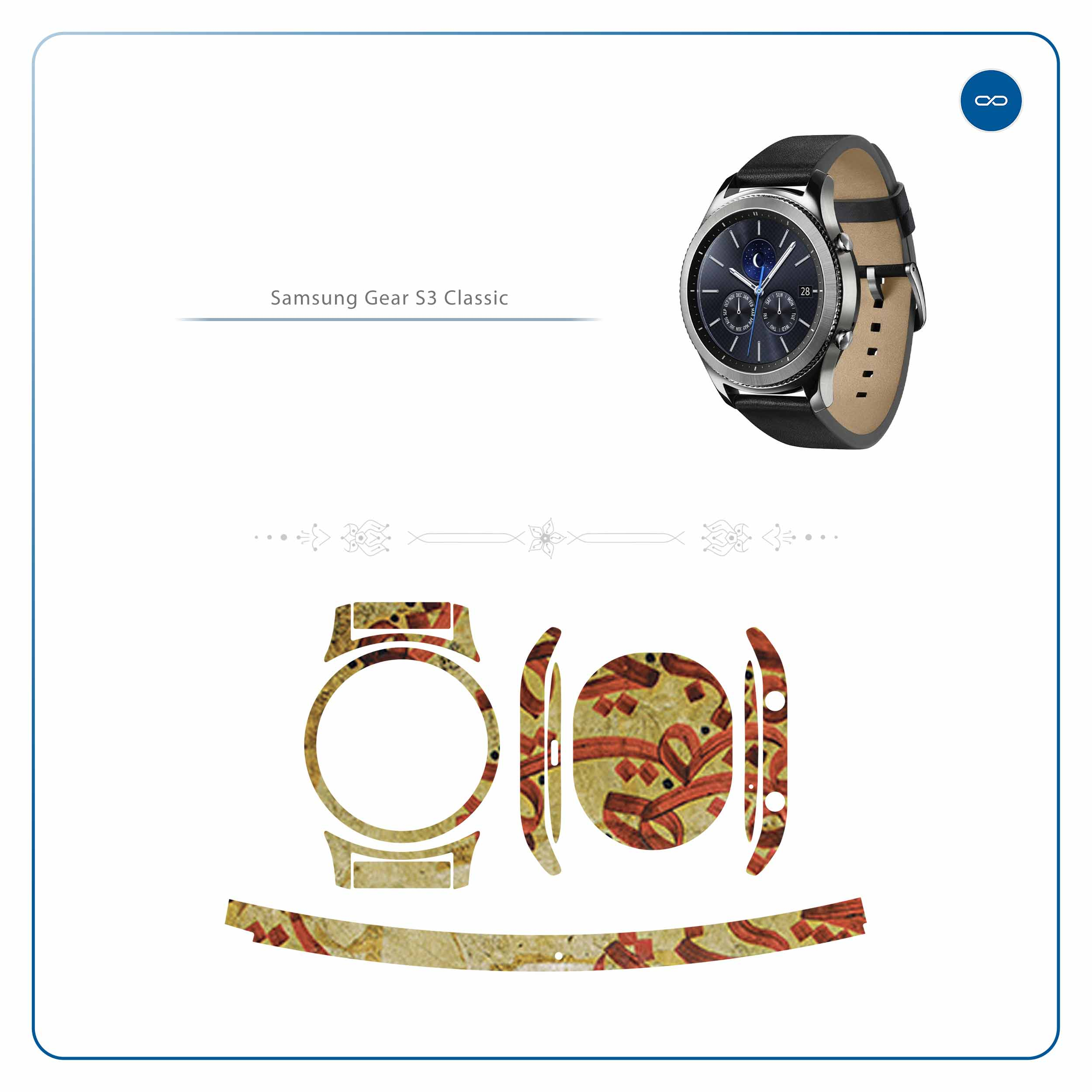 برچسب ماهوت طرح Nastaliq-5 مناسب برای ساعت هوشمند سامسونگ Galaxy Gear S3 Classic