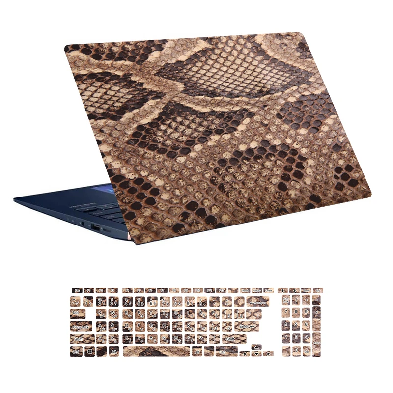 استیکر لپ تاپ توییجین و موییجین طرح Snake کد 14 مناسب برای لپ تاپ 15.6 اینچ به همراه برچسب حروف فارسی کیبورد 