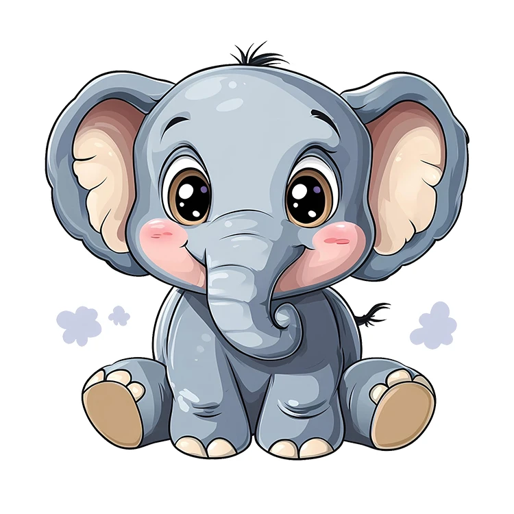 استیکر پارچه و لباس پاد آفرین مدل کارتونی کیوت فیل بامزه کد S2821